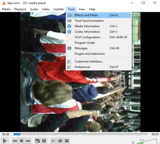 Панель Effects and Filters в VLC