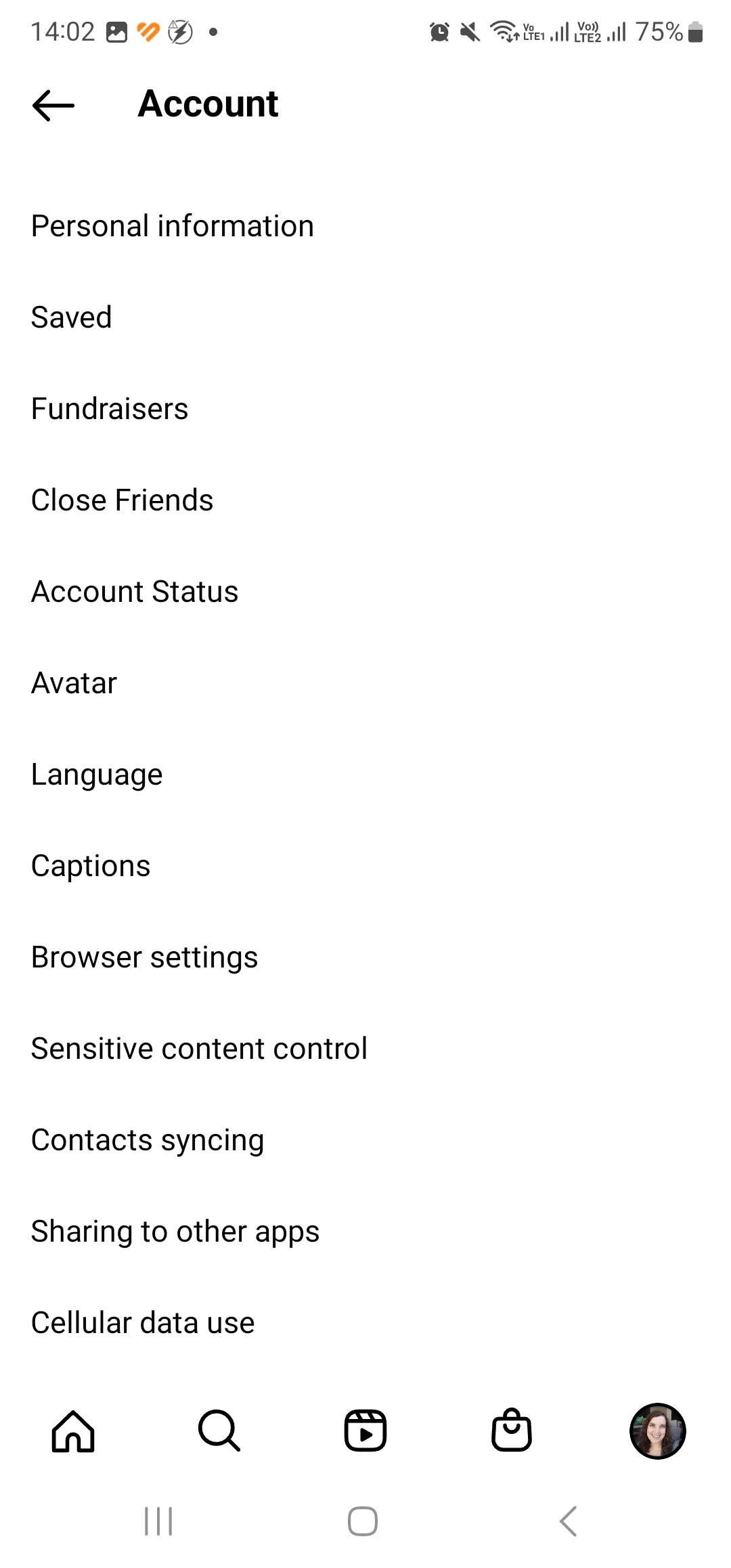 instagram account settings