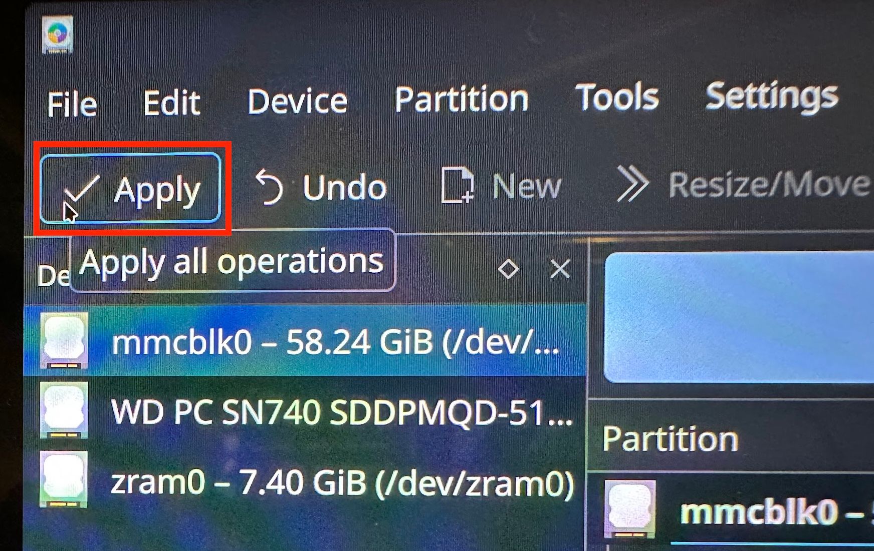 Применение операций в KDE.