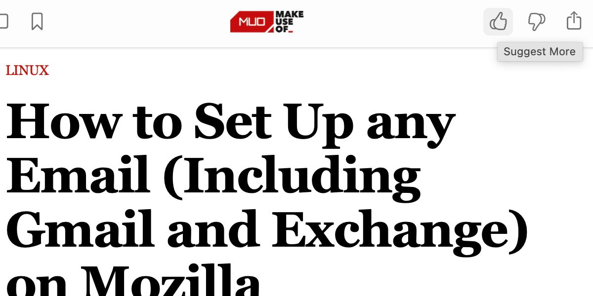 Приложение News в macOS: иконка «Suggest More» отображается под иконкой «палец вверх».