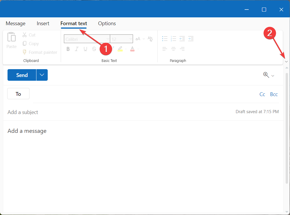 Опции макета в Outlook