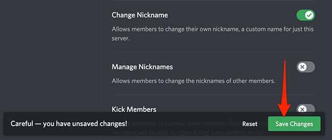 Сохраните изменения в настройках роли