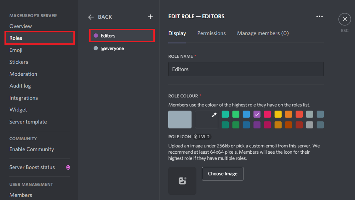 add a new role on discord