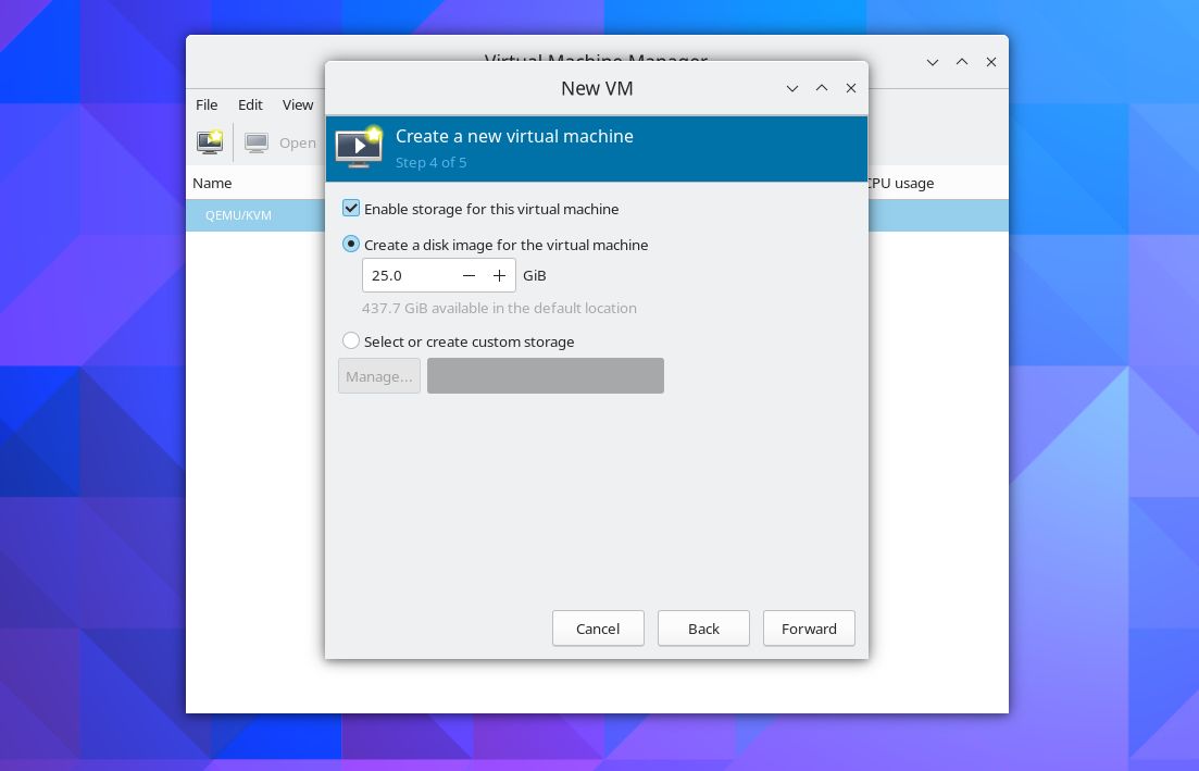Создание диска для VM
