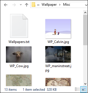 Большие значки показывают миниатюры изображений
