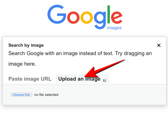 Выберите вкладку «Upload an Image» в окне «Search By Image»