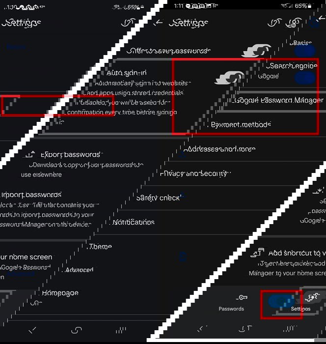 Доступ к Google Password Manager на Android.