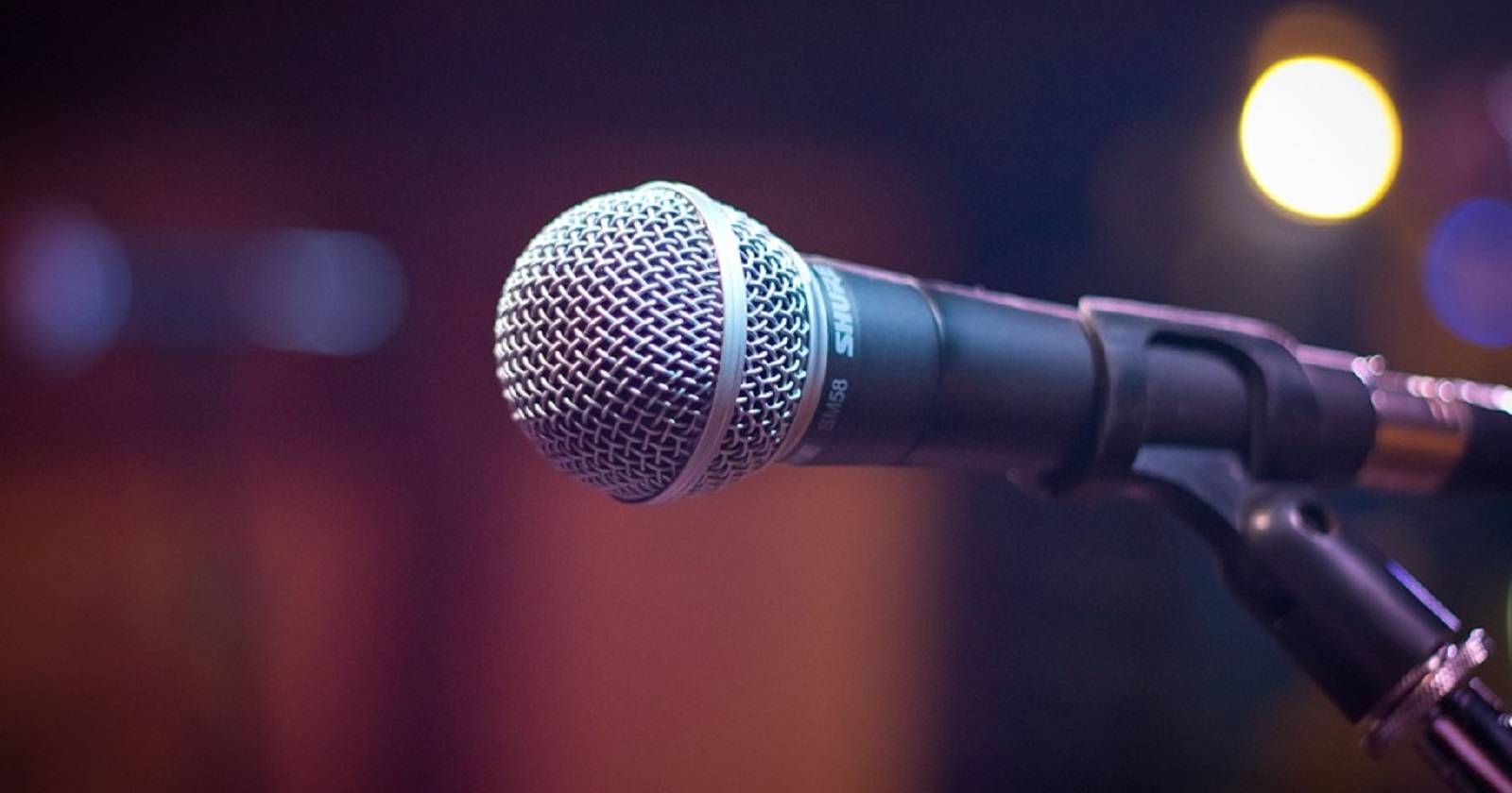 Динамический микрофон на стойке, изображение в демонстрационных целях