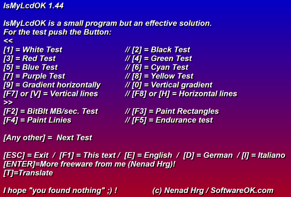 IsMyLcdOK тестовый экран