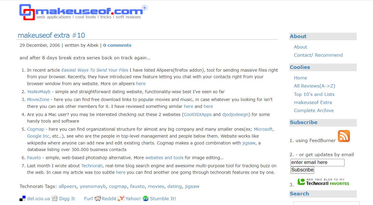 Скриншот архива сайта в Wayback Machine, показывающий раннюю версию проекта