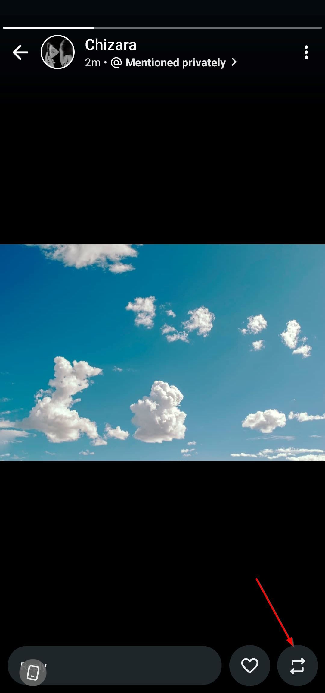 Кнопка перепоста статуса