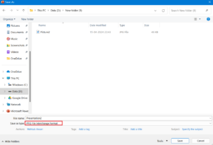 Выбор формата файла для сохранения слайдов