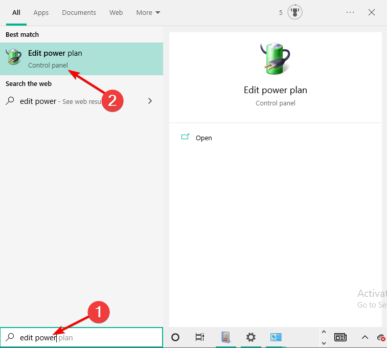 Параметры плана электропитания Windows
