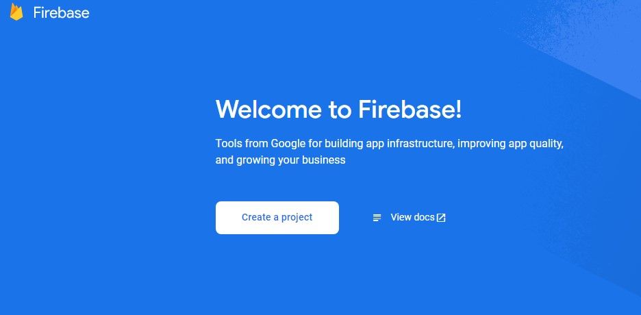 Кнопка 'Create New Project' на странице обзора Firebase