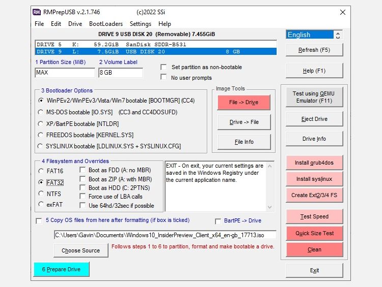 RMPrepUSB: расширенные настройки и тестирование