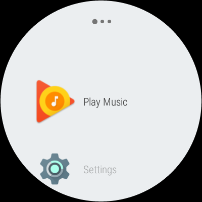 Список приложений на Android Wear с иконкой Play Music