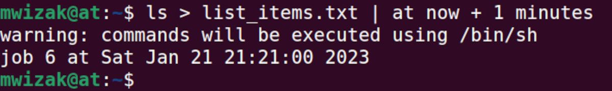 планирование простой задачи с помощью at