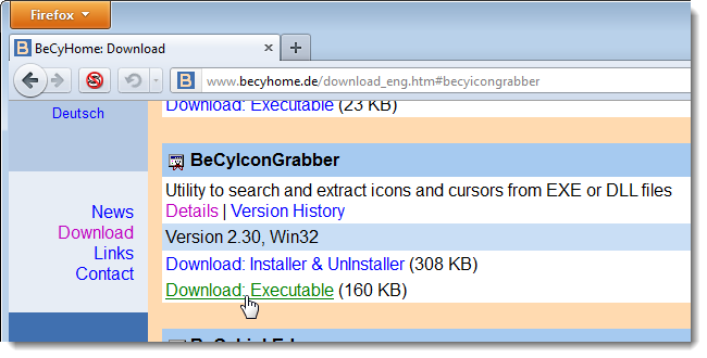 Скачивание портативной версии BeCyIconGrabber