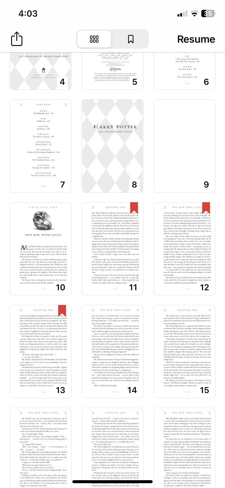 scroll to view bookmarked pages