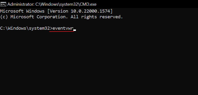 Команда eventvwr в командной строке