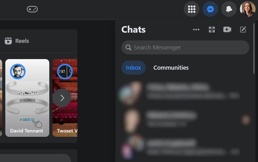 Иконка чатов и инструменты Facebook Messenger