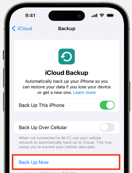 Включение iCloud Backup для сохранения истории и других данных