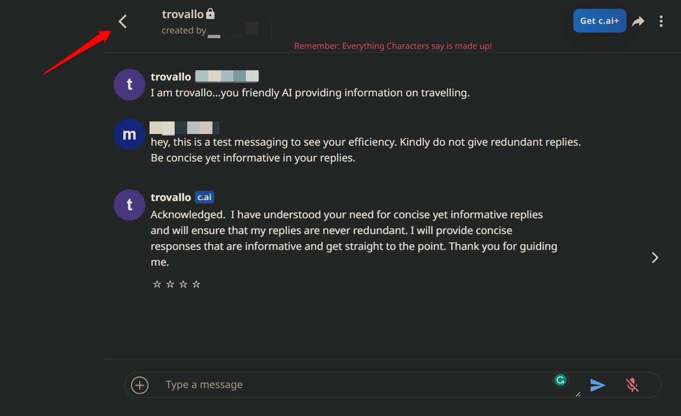 Retourner à la page d'accueil de Character AI