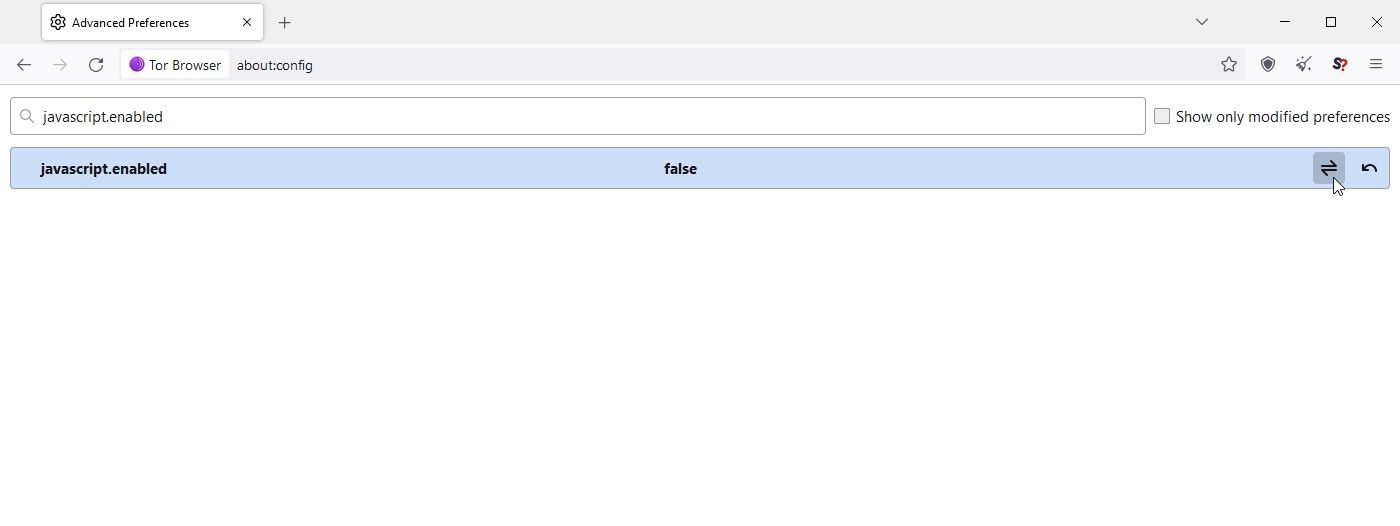 Tor Browser: отключение JavaScript в advanced‑настройках (about:config)