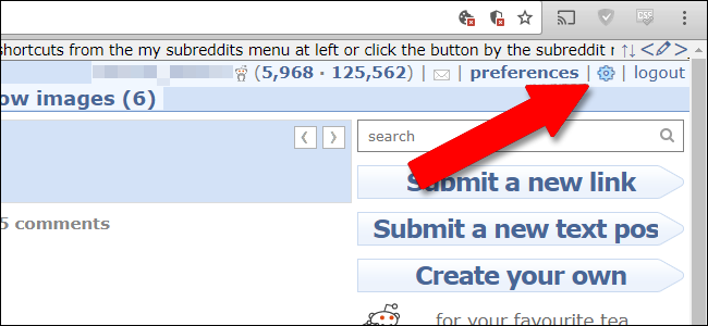 Открытие настроек Reddit Enhancement Suite — экран настроек с разделами слева