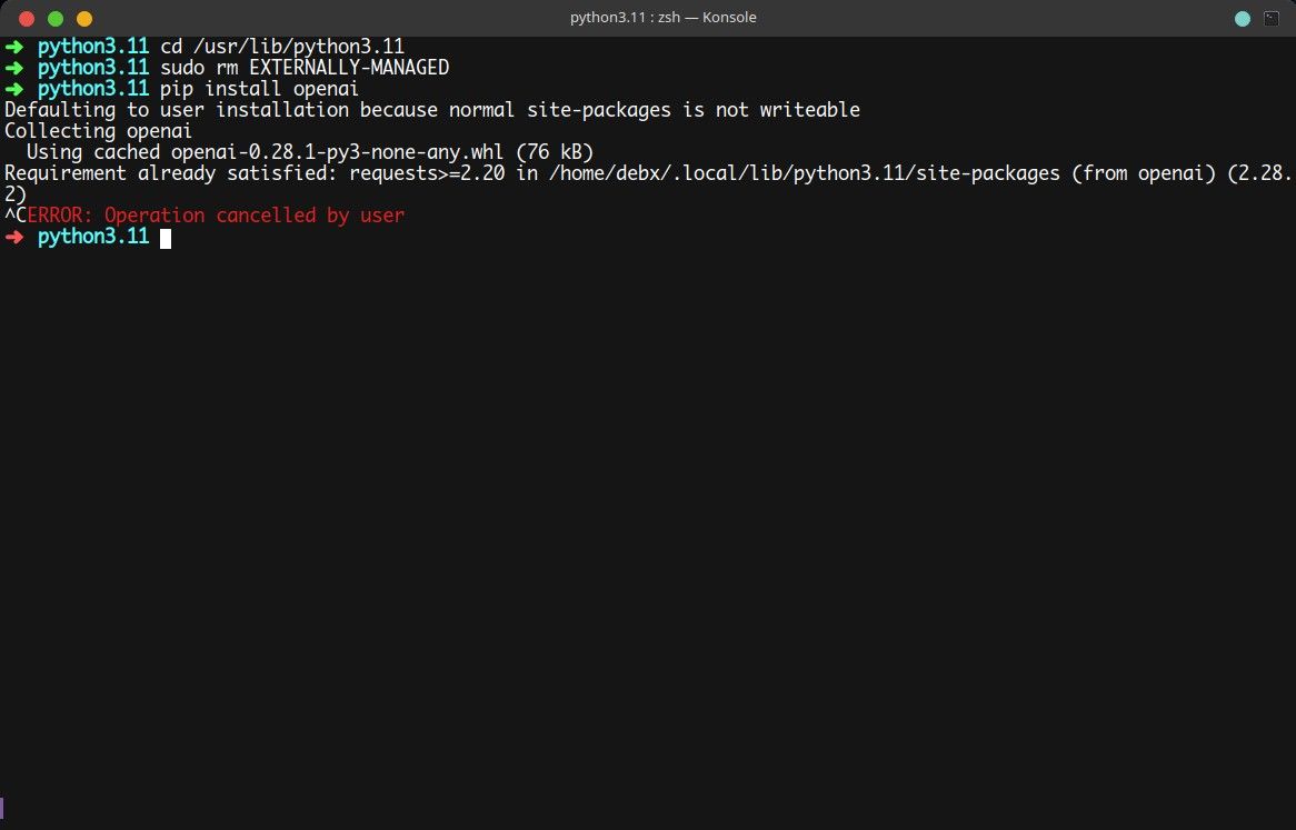 Удаление файла EXTERNALLY-MANAGED в /usr/lib/python3.x