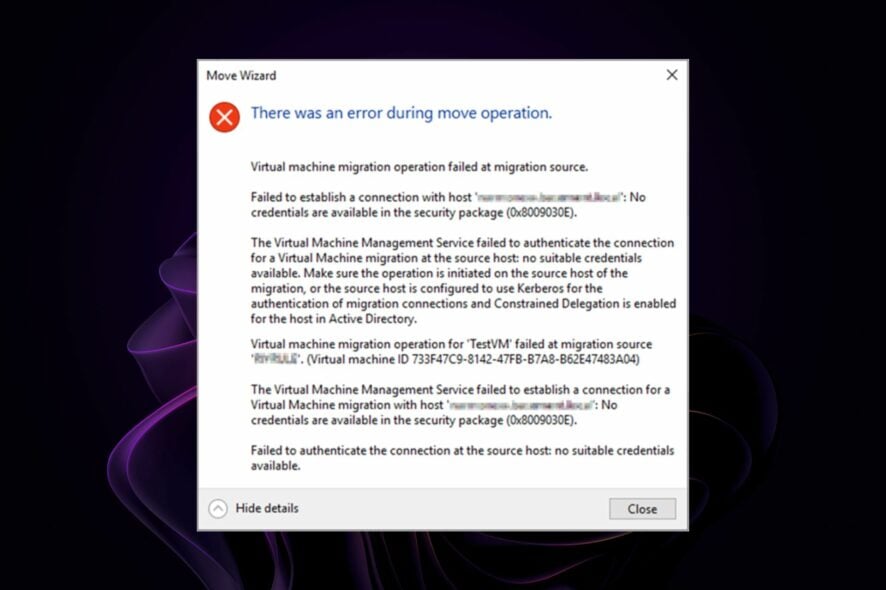 Ошибка Hyper‑V 0x8009030E: устранение и чеклист