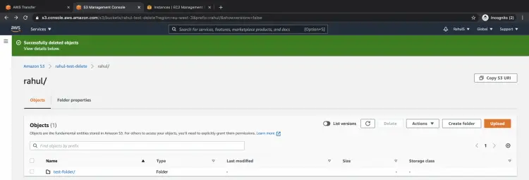 Создание папки в бакете S3