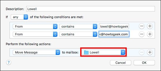 Снимок сложного правила с уведомлениями и пометками