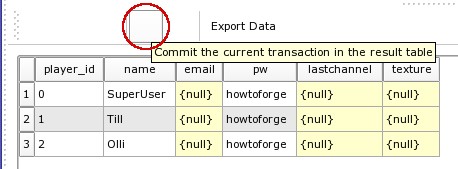 Кнопка для выполнения коммита изменений в sqliteman