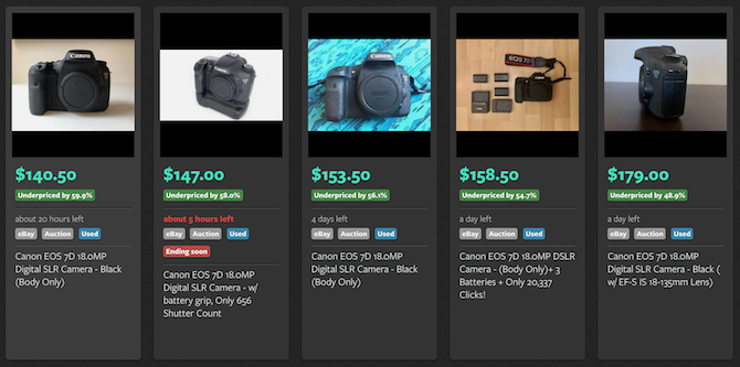 Детальная страница Price Geek с анализом цены и ссылками на листинги eBay