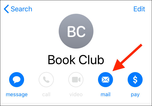 Tap on the mail button from the Contacts app