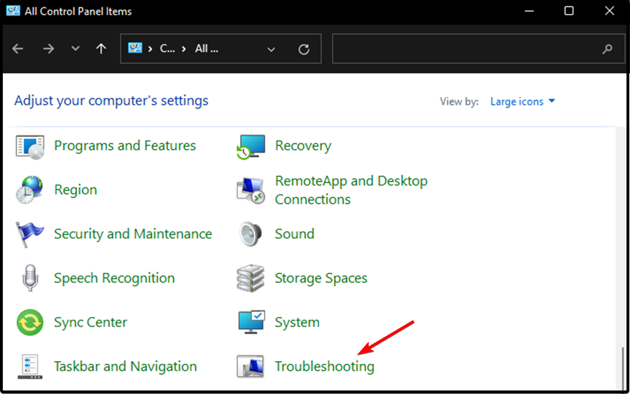 Устранение неполадок в панели управления