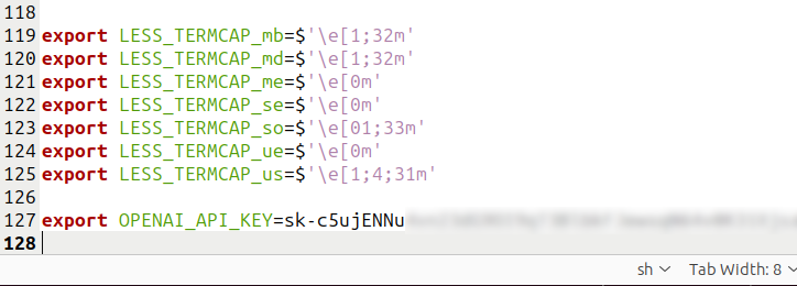 Добавление строки экспорта API-ключа в файл .bashrc