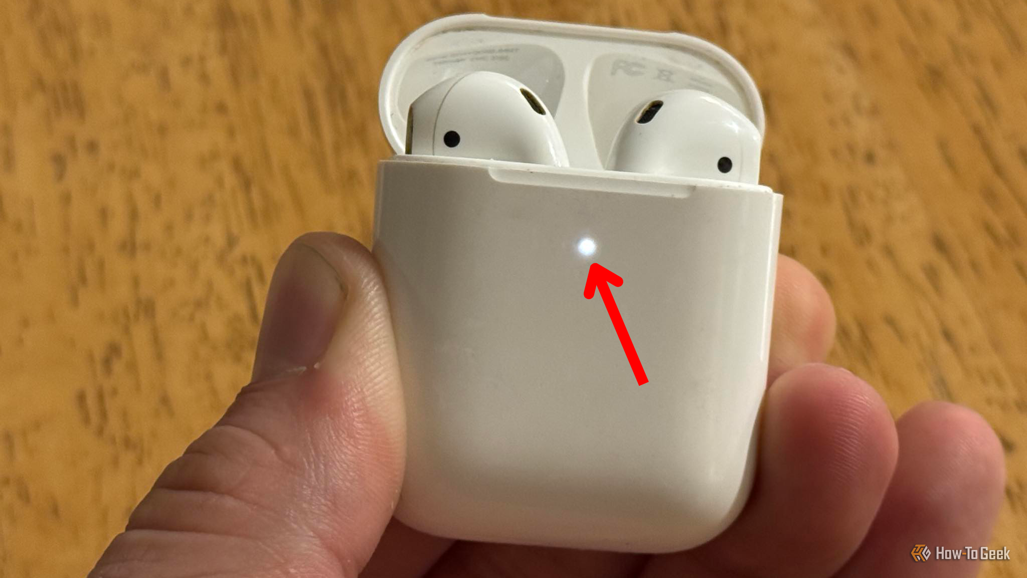 AirPods Pro в прозрачном фонe, вид спереди и кейс рядом.