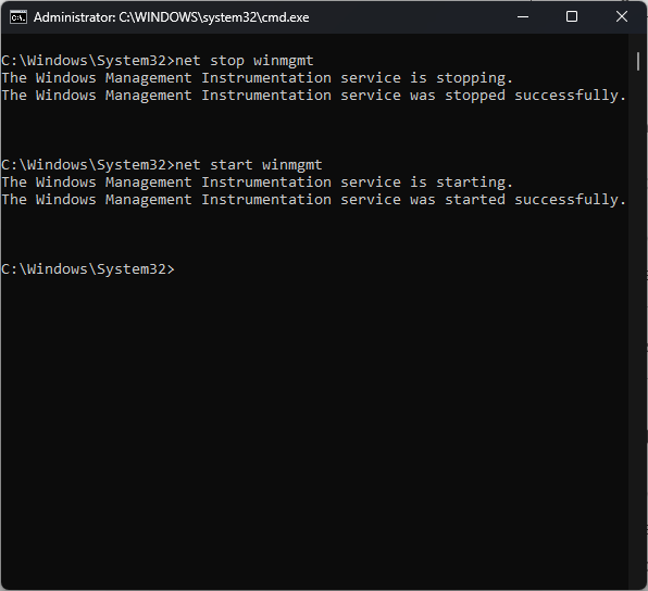 Перезапуск службы WMI