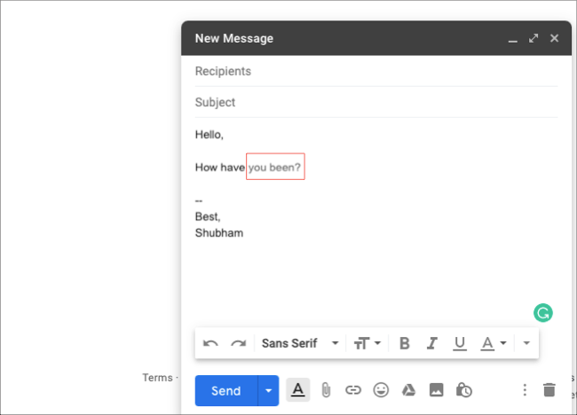 Демонстрация Smart Compose в Gmail