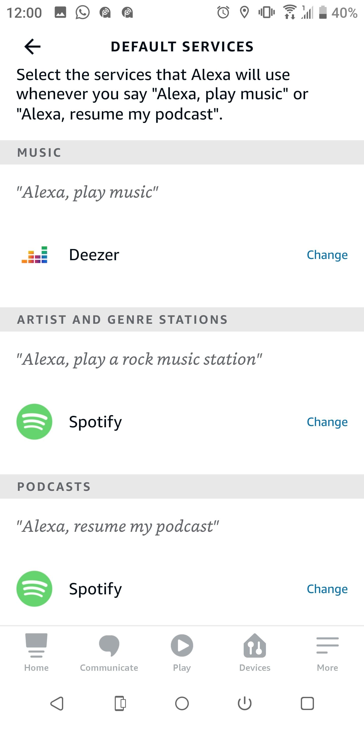 Сервисы по умолчанию в Alexa