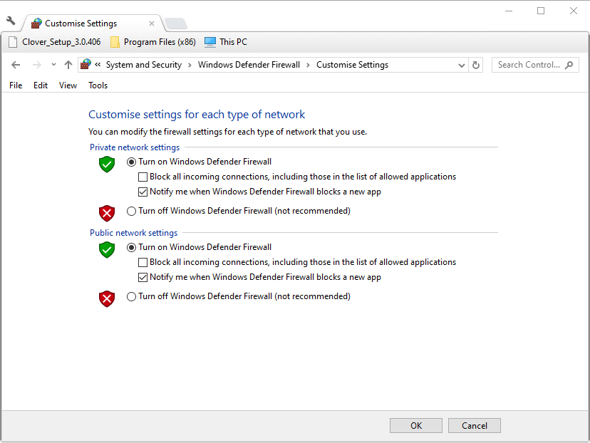 Параметры отключения Защитника Windows — брандмауэр