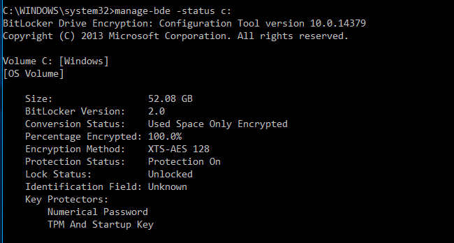 Вывод manage-bde -status с перечислением защитников