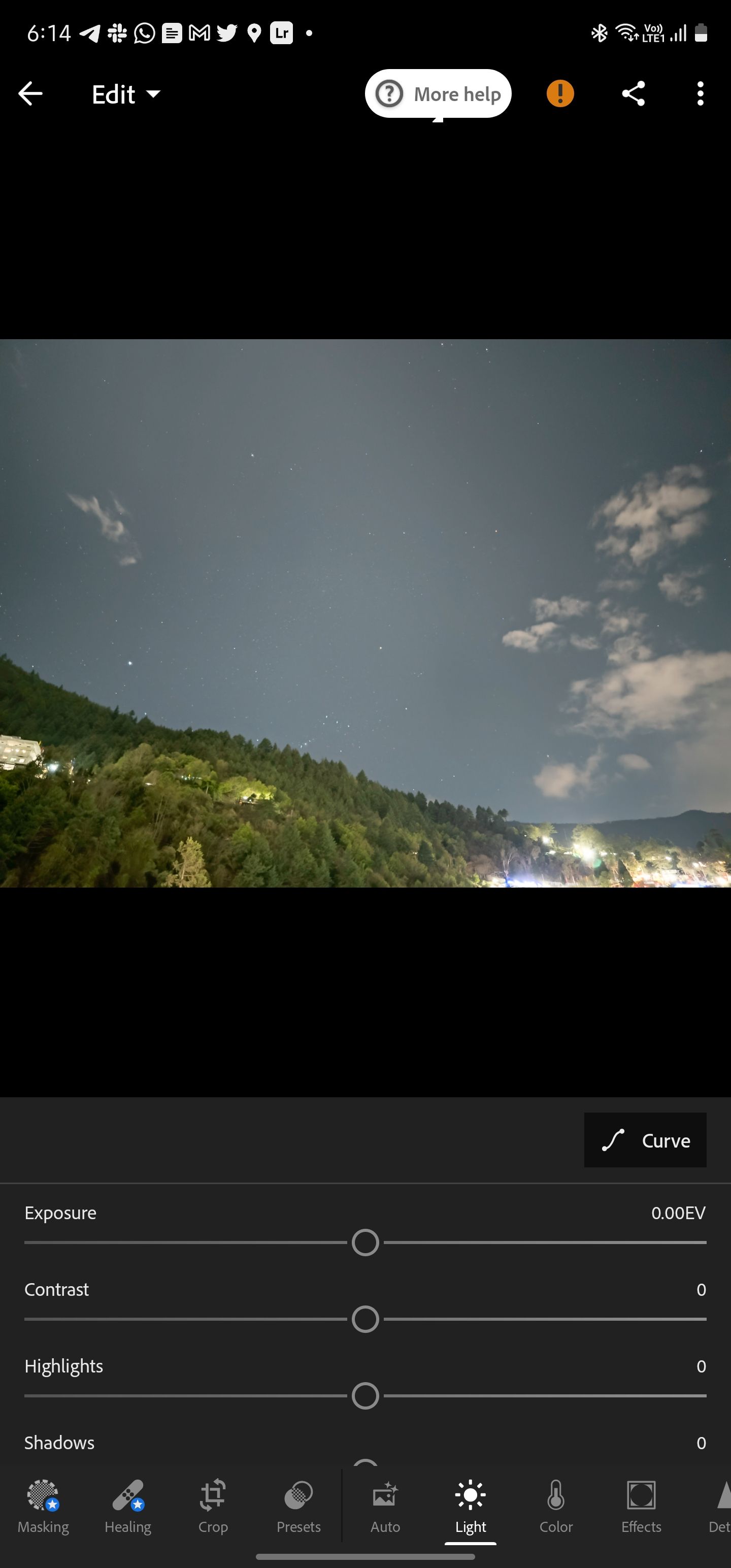 Опции редактирования RAW в Adobe Lightroom для мобильных