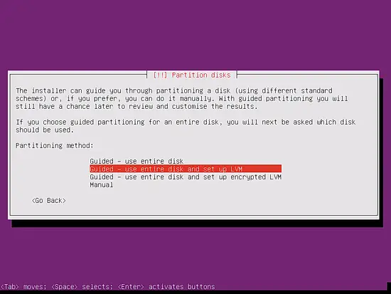 Выбор автоматической разметки с LVM