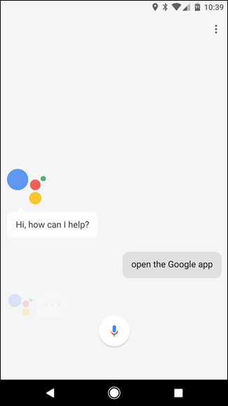 Скриншот Assistant с командой открытия приложения Google