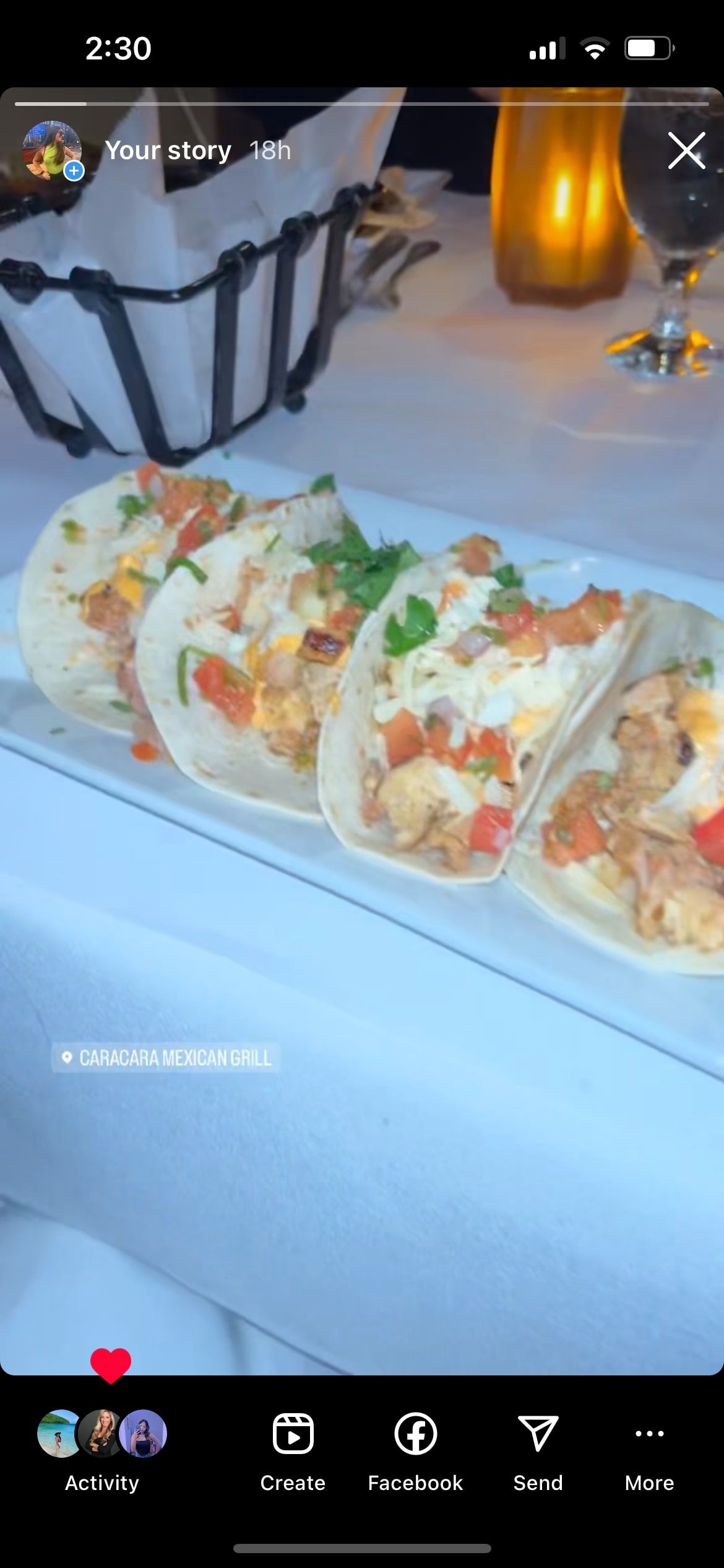 скриншот истории Instagram