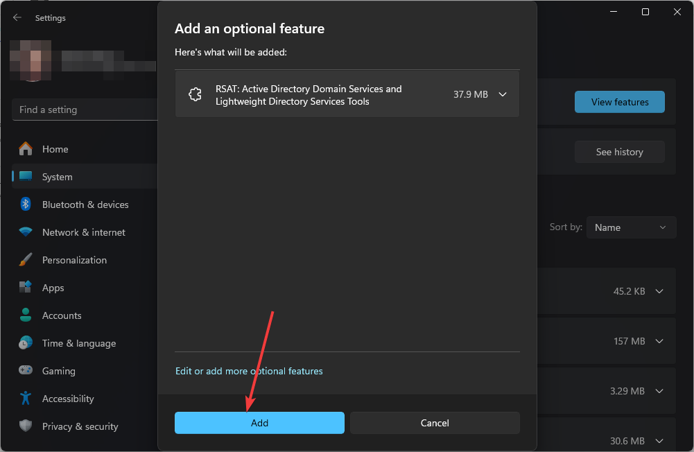 Кнопка Добавить для установки функции