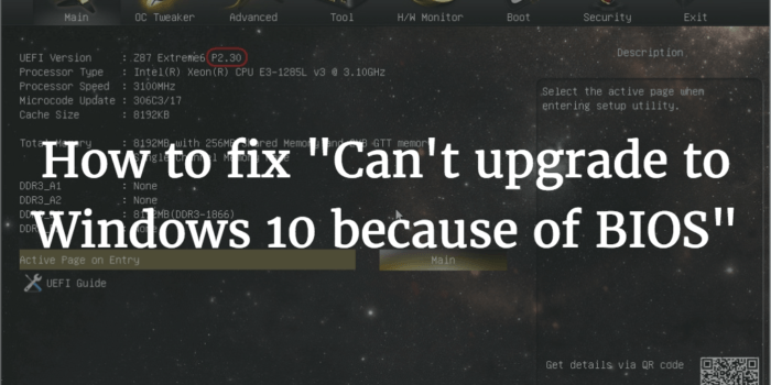 Включить NX Bit и обновить BIOS для Windows 10